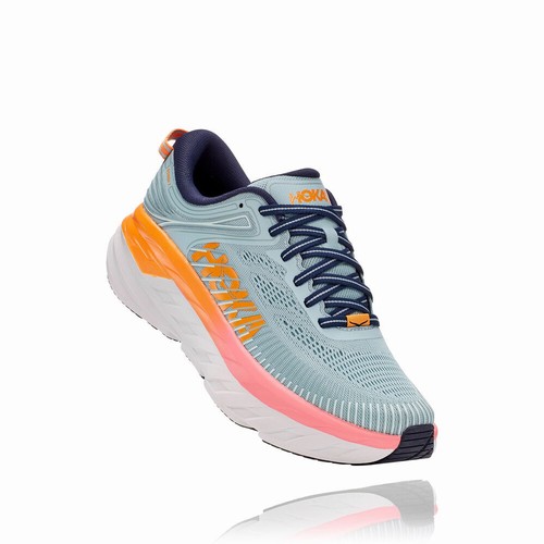 Hoka One One BONDI 7 Road Running Shoes For Women India Grey/Orange IN-2304